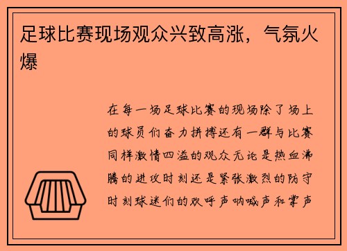足球比赛现场观众兴致高涨，气氛火爆